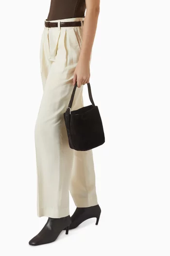 Small Belted Bucket Bag in Suede