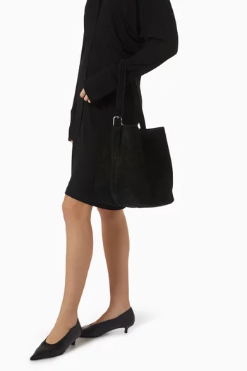 Medium Belted Tote Bag in Suede