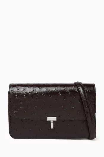T-Lock Crossbody Bag in Embossed Ostrich Leather