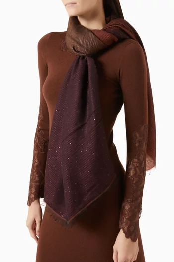 Elisir Pinstriped Square Stole in Cotton-blend