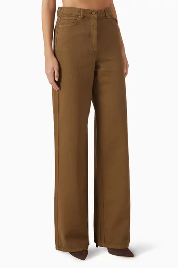 Wide-leg Pants in Cotton Drill