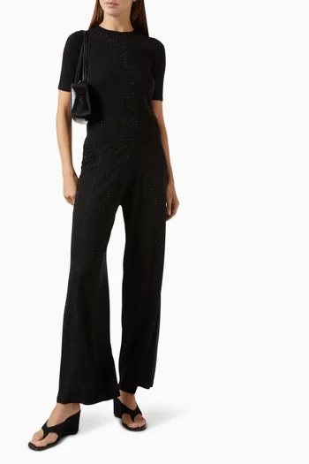 Crystal-embellished T-shirt in Knit