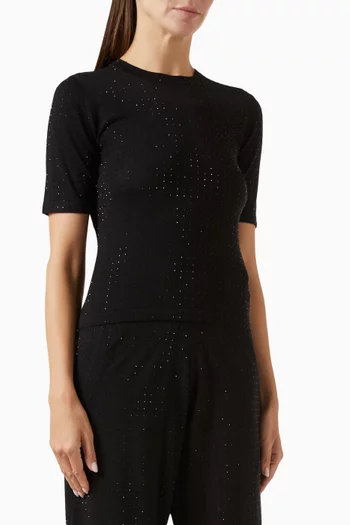 Crystal-embellished T-shirt in Knit