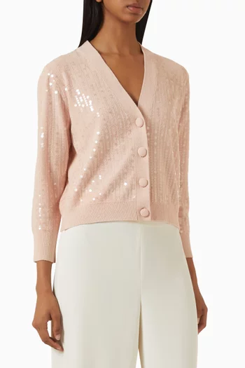 Sequinned Cardigan in Bouclé-knit