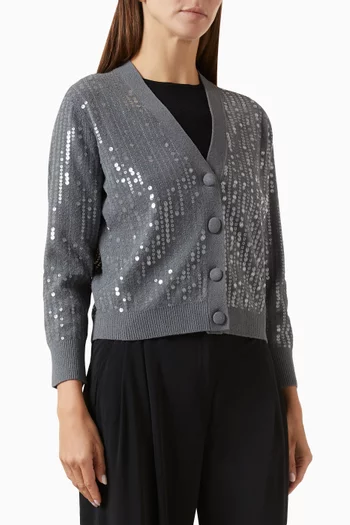 Sequinned Cardigan in Bouclé-knit