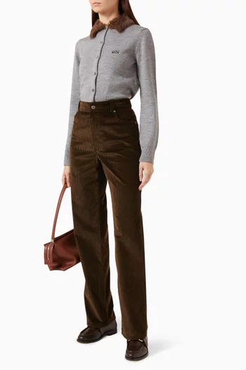 Shearling Collar Cardigan