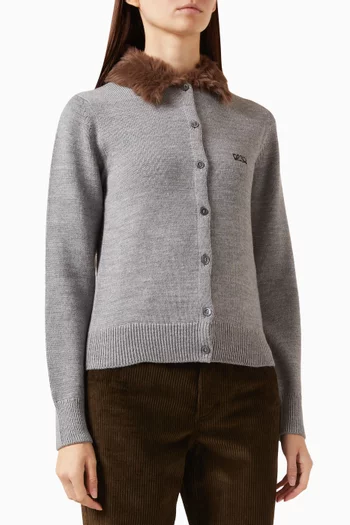 Shearling Collar Cardigan