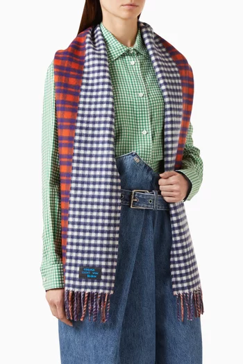 Checked Scarf in Wool & Cashmere Blend