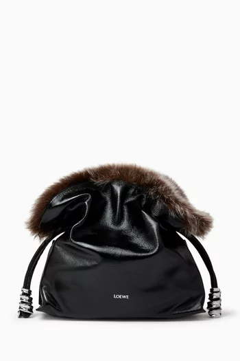 Medium Flamenco Shoulder Bag in Shearling Trim