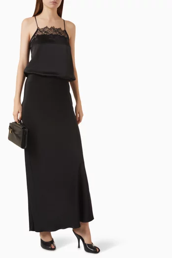 Grace C Scallop-trim Skirt in Silk