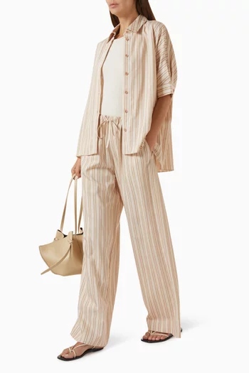 Gemma Striped Straight-leg Pants in Cotton-blend