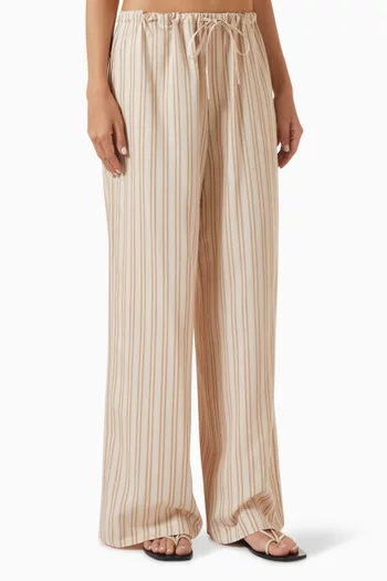 Gemma Striped Straight-leg Pants in Cotton-blend