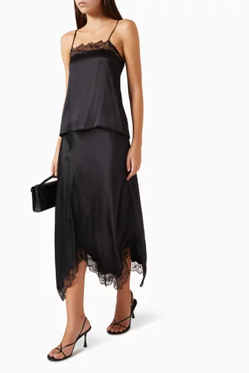 Keri Panelled Bias Maxi Skirt in Silk