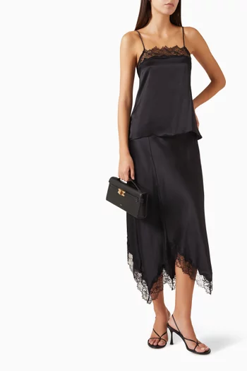 Haya Lace Trim Cami Top in Silk
