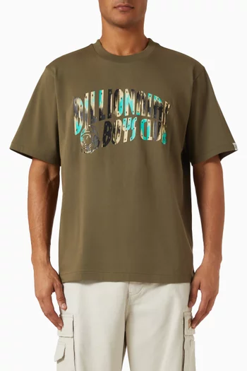 Leopard Camo Arch Logo T-shirt in Cotton