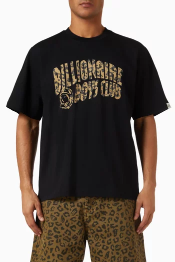 Leopard Arch Logo T-shirt in Cotton