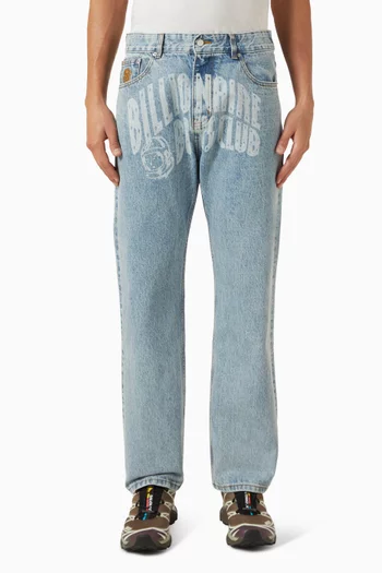 Faded Arch Logo Pants in Denim