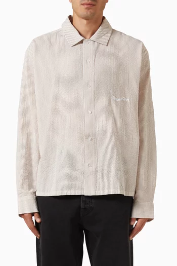 Wordmark Buttoned Shirt in Seersucker