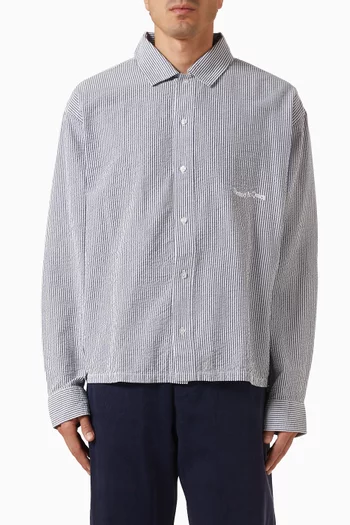 Wordmark Buttoned Shirt in Seersucker