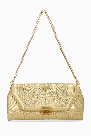 Mini Lotus Clutch in Laminated Nappa