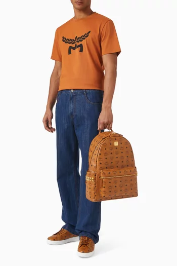 Medium Stark Side Studs Backpack in Visetos