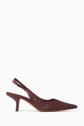 Bianka Weave Slingback Pumps in Leather