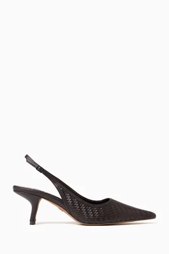 Bianka Weave Slingback Pumps in Leather
