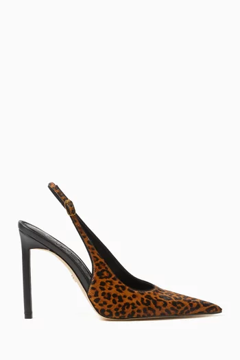 Tegan 105 Leopard-print Slingback Pumps in Pony-hair