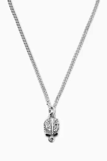 Flourish Skull Necklace in Sterling Silver