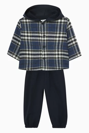 Check Jacket & Pants Set in Cotton-blend