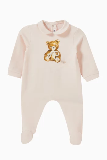Teddy-print Sleepsuit