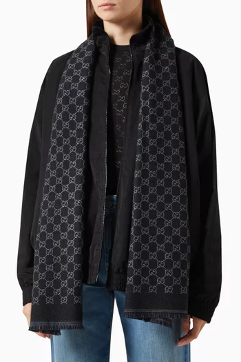 GG Scarf in Jacquard Silk & Wool