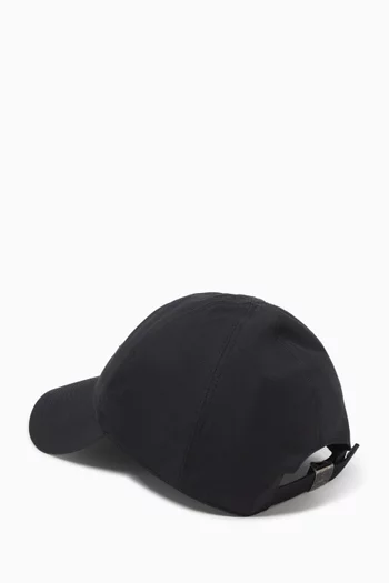 Logo Label Cap in Cotton-blend Canvas