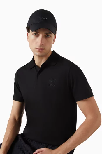 Logo Label Cap in Cotton-blend Canvas