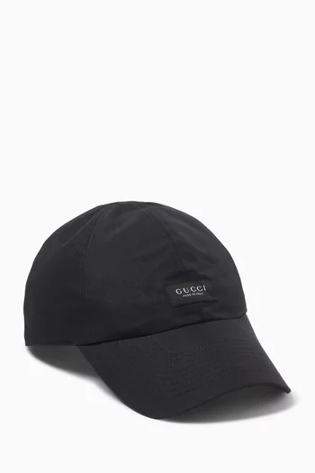 Logo Label Cap in Cotton-blend Canvas