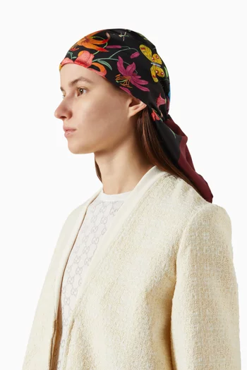 Flora Printed Carré in Silk Twill