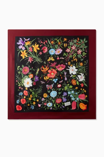 Flora Printed Carré in Silk Twill