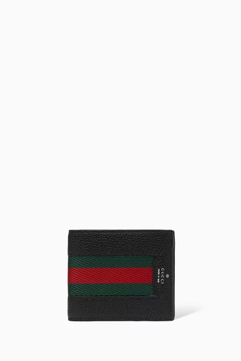 Web Trademark Bifold Wallet in Leather