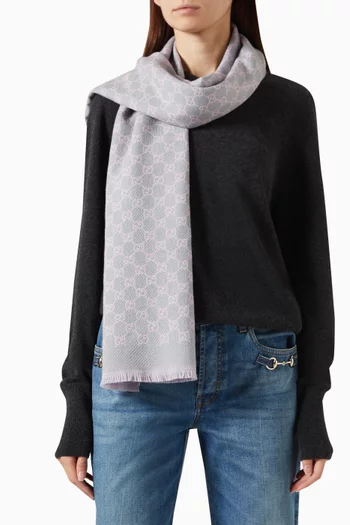 GG Scarf in Jacquard Silk & Wool