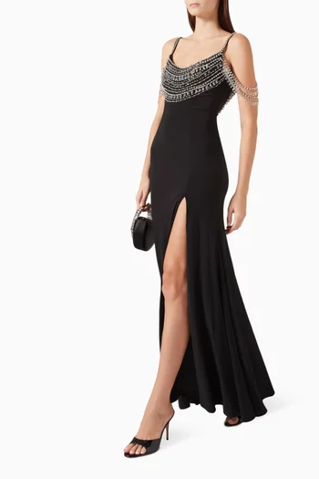 Beaded Scoop-back Gown in Jersey