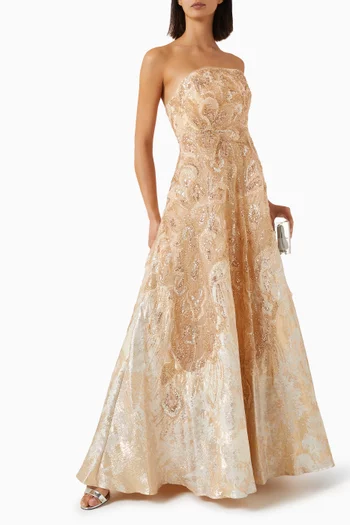 Bead-embellished Gown in Mesh