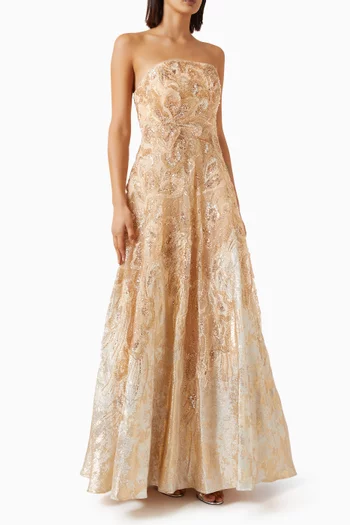 Bead-embellished Gown in Mesh