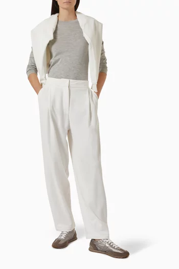 Pleated Track Pants in French Terry