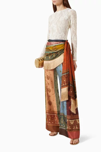 Valiant Frimged Flared Pants in Silk