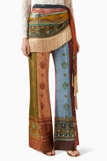 Valiant Frimged Flared Pants in Silk