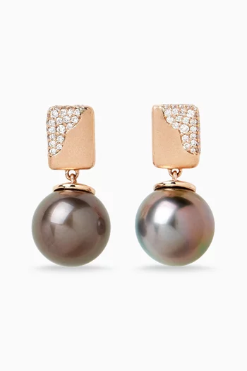 Tahitian Pearl & Diamond Earrings in 18kt Gold