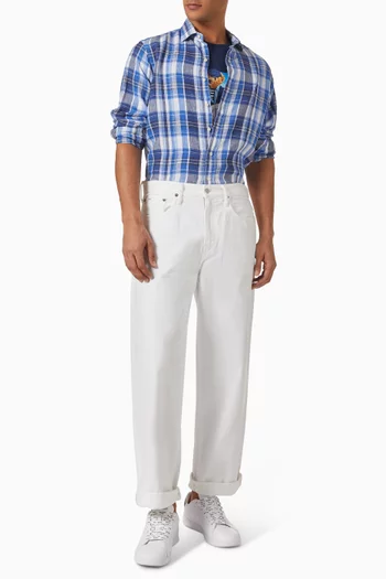 Check Plaid Shirt in Linen
