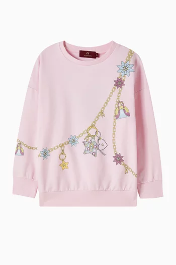 Gold-charm Chain Graphic Sweatshirt
