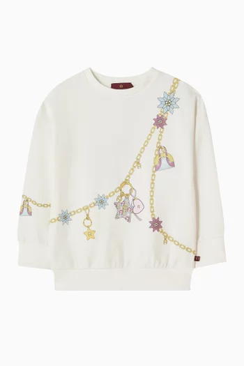 Gold-charm Chain Graphic Sweatshirt