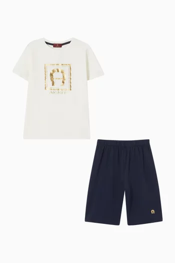 Sqaure Logo T-Shirt & Shorts Pyjama Set